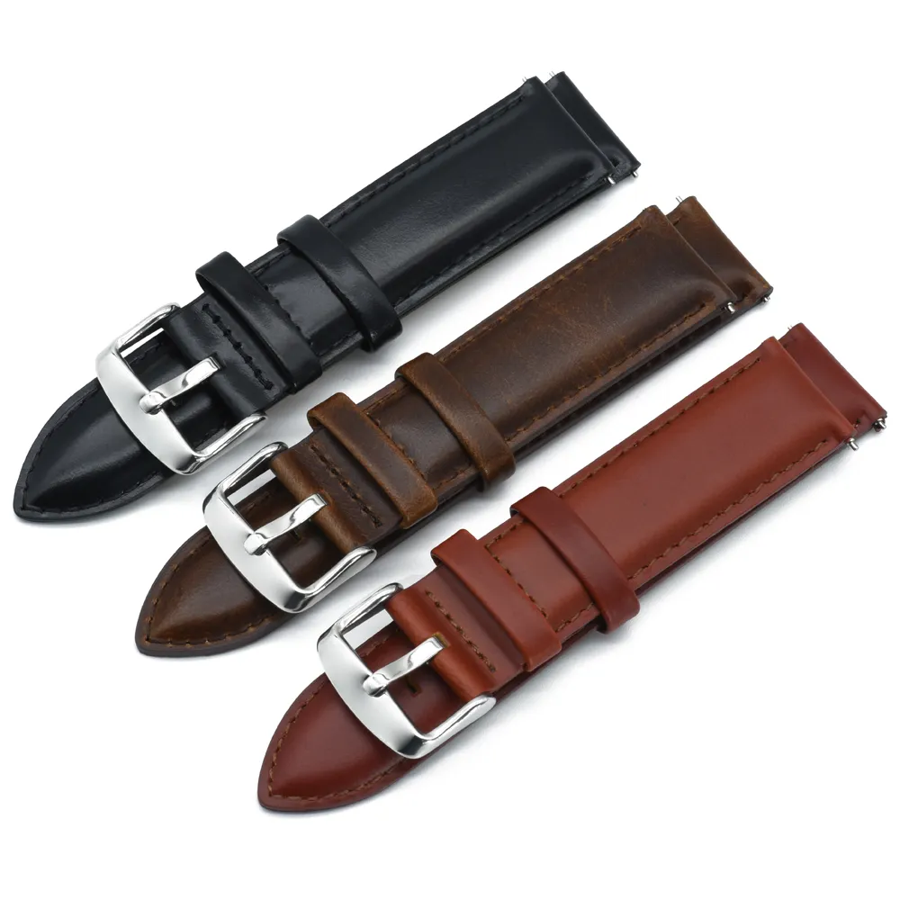 JUELONG Custom 18/20/22mm Replacement Top Grain Leather Watch Bands Handmade Quick Release Genuine Cow Leather Watch Straps