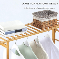 Conception simple chambre étagère de rangement ménage cintre armoire bambou porte-manteau au sol