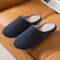 Chaussons d'hiver japonais unisexes pour l'extérieur, doux, chauds, respirants, avec doublure en coton et semelle en mousse à mémoire de forme antidérapante à rayures