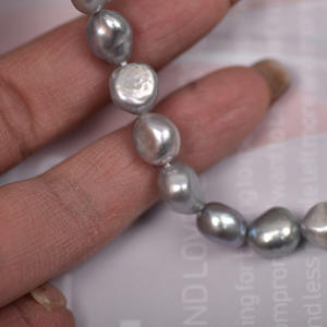 Cadena de Perlas Barrocas Verde Pavo Real de 40 cm, Perlas Sueltas de Agua Dulce de Arroz Negro de 3-4 mm, Material Natural - Product Image 4