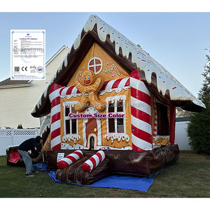 Castillo inflable comercial <span class=keywords><strong>Christmas</strong></span> Bounce House Kid Festival Weihnachten Gingerbread Jumping Castillo hinchable con tobogán Combo - Product Image 1