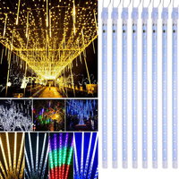 LED Meteor Shower Rain Lights Goutte de neige en plastique Décorations de gouttes de pluie 30cm 8 Tubes pour intérieur extérieur Noël Mariage