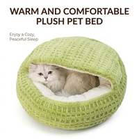 Lit chat gaufre semi ferme chaud nid animal antidrapant lavable machine respirant durable interieur chats automne hiver