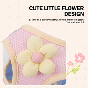 Ensemble de harnais pour chat et petit chien à motif floral en gros, harnais respirant pour animaux de compagnie, laisse pour chiot, chaton, promenade - Product Image 3