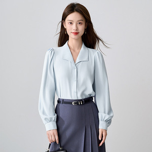 <b>White</b> Satin Blouse With Bow Tie Long Sleeve Women's Office Shirt For Work And Interview - Product Image 2