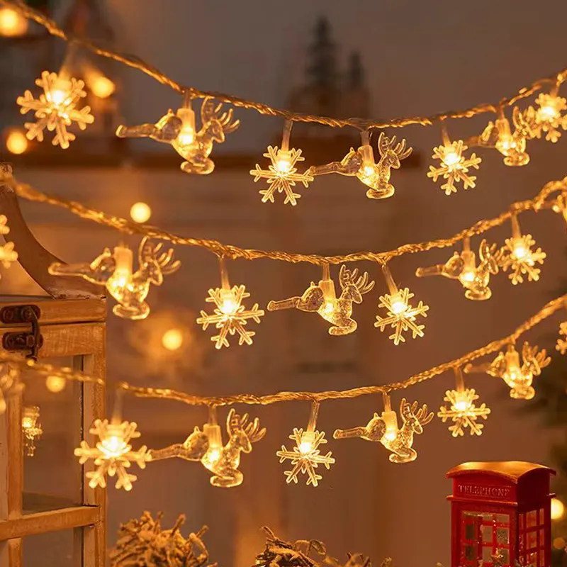 Howlighting lampu pohon Natal LED kepingan salju liburan cahaya Natal senar
