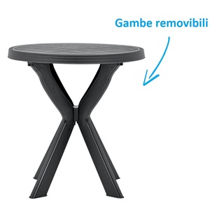 Table de jardin ronde en plastique rigide, diamètre 70 cm, anthracite, table de camping d'extérieur, gain de place, facile à assembler - Product Image 4
