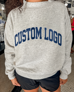 Casual <b>Ladies</b> Mock Neck <b>Sweatshirt</b> Custom College Letter Print Loose Fit <b>Long</b> Sleeve Pullover Cozy Street Style Top - Product Image 3