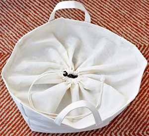 Sac à linge en toile de coton naturelle avec cordon de serrage, grand rangement pliable et rétractable pour vêtements et jouets, rangement facile - Product Image 2