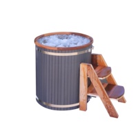 2024 Caisheng Classique Offres Spéciales En Plein Air 1 Personnes Glace Bain Thérapie Froid Plongeant Baignoire Avec Marches En Cuir Couvercle Isolé