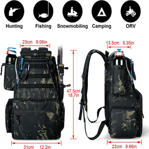 Sac à dos de pêche en tissu Oxford 600D avec plusieurs compartiments pour le rangement de cannes à pêche, moulinets et lignes, utilisation en extérieur unisexe - Product Image 4