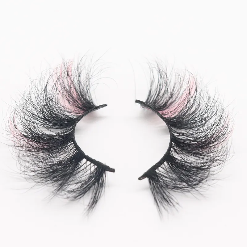 Coloured real mink hair false eyelashes stage make-up masquerade party thick 3d multi layer false lash