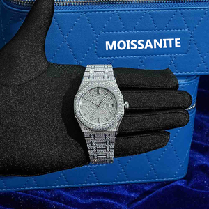 นาฬิกาหรูหรา ตัวเรือนทรงกลม สแตนเลสสตีล ระบบอัตโนมัติ ขนาด 40 มม. ประดับ<span class=keywords><strong>เพชร</strong></span>โมอิสซาไนต์ทรงกลมเจียระไนแบบบริลเลียนท์คัต ระดับ <span class=keywords><strong>VVS</strong></span> - Product Image 2