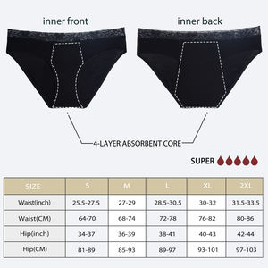 Culottes menstruelles absorbantes en dentelle taille moyenne anti-fuites en bambou pour la vente en gros - Product Image 4