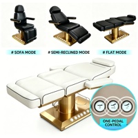 Table de massage électrique incurvée en cuir noir de luxe, moderne et personnalisable, pour salon de beauté, soins du visage et extensions de cils