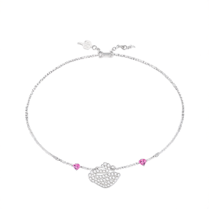 Fine Charm <b>Bracelet</b> 316L Stainless Steel PVD Gold Plating Swan Pendant Pink Crystal Heart Charm Women Jewelry - Product Image 2