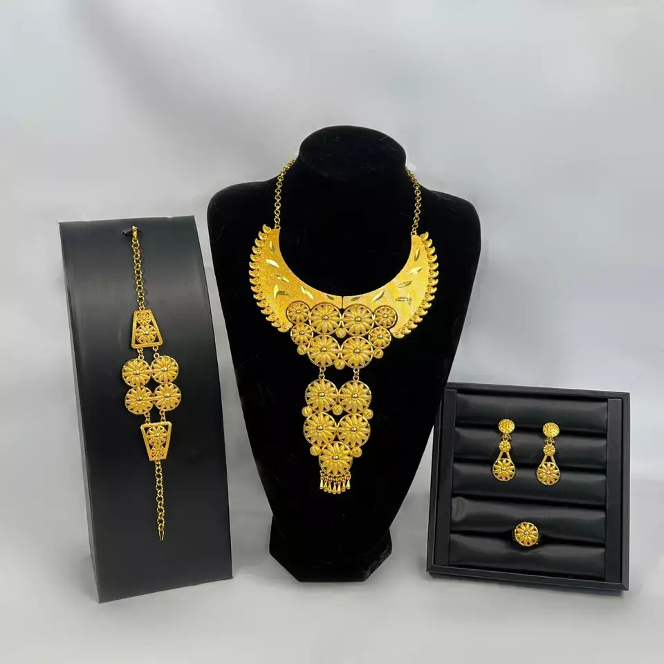LOTOS Jewelry wholesale indian women 24k gold bridal jewelry set wedding necklace earring sets