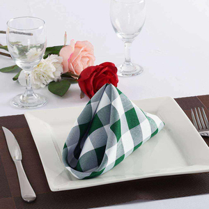 Serviette en lin rouge à carreaux réutilisable faite à la main noir blanc tissu de dîner à carreaux maison avion serviettes de mariage accessoire de Table à Cocktail - Product Image 3