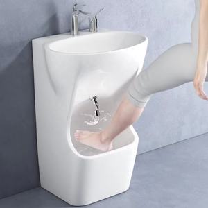 Lavabo de <span class=keywords><strong>pie</strong></span> Wudu de porcelana de cerámica de nivel independiente, lavabo de mano <span class=keywords><strong>con</strong></span> grifo frío y caliente, incluye lavado de pies - Product Image 1