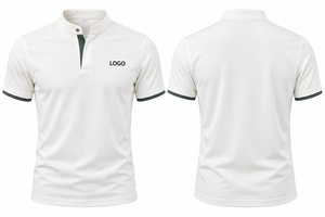 <b>Men's</b> <b>Short</b> <b>Sleeve</b> Solid Color Knitted Quick Dry <b>White</b> Tee <b>Shirts</b> Blade Collar Golf <b>Shirt</b> Professional with Customize logo - Product Image 2