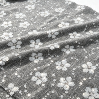 Tissu Tweed Léger 100% Polyester 220gsm 135/148cm avec Broderie Florale 3D à Paillettes pour la Confection de Manteaux et Vêtements Féminins