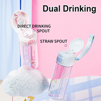 Bouteille d'eau portable 20oz en Tritan, non toxique, double ouverture, anti-fuite, avec cordon, motif fruits, sans BPA, pour enfants et adultes