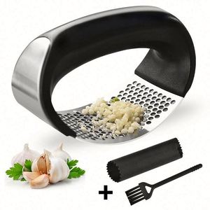 RAYBIN Gadgets de cuisine professionnels 2022 Presse-ail et hachoir à bascule en plastique et acier inoxydable - Product Image 1