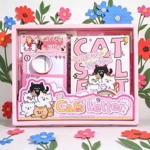Cute Cat Cartoon Girls Hardcover Scrapbook <b>Diary</b> Supplies Sewing Binding 256P Birthday Gifts Notebooks Stationery Set for - Product Image 1