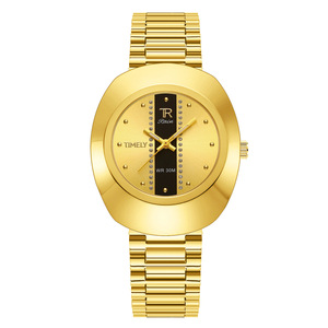 นาฬิกาคู่หรูหราขายส่ง หน้าปัดทรงกลม ตัวเรือนโลหะผสม กันน้ำ สำหรับผู้หญิง นาฬิกาสีทอง ของขวัญสำหรับผู้ชาย - Product Image 2