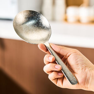 Cuillère de service moderne en titane pur plaqué argent, épaisseur 4 mm, manche long, compatible lave-vaisselle, pour restaurants et usage domestique - Product Image 3