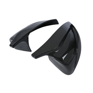 Carcasa de Espejo Retrovisor para Audi A3, Textura de Fibra de Carbono, Negro Brillante, Diseño Bullhorn, 2014-2020 - Product Image 3