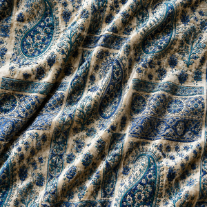 Rideaux occultants en velours à motif cachemire bleu personnalisé, style Art Nouveau, pour salon, chambre et hôtel - Product Image 5