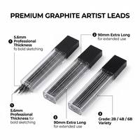 Crayon à dessin professionnel ZHUOPIN OEM, mine de graphite noir 2B de 5,6 mm, 90 mm, noyau haute pureté, lot de 3, pour artistes et dessin technique