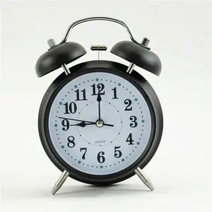 Classic Children Twin Bell Alarm Clock Metal Aloud Alarm Button Backlight Silent Quartz Alarm Clock With Roman Numerals