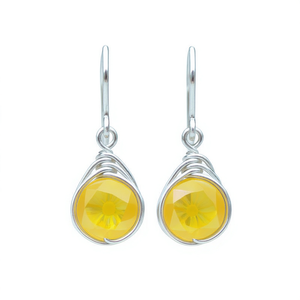 Orecchini Classici a Goccia in Citrino Giallo con Montatura in Argento 925 e Tecnologia di Intarsio per Uso Quotidiano Femminile E3022 - Product Image 1