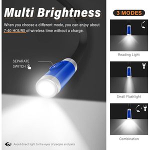 Vekkia Rechargeable LED <b>Neck</b> <b>Light</b> Flexible Arms 3 Brightness Levels For Reading In Bed Book <b>Light</b> - Product Image 3