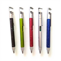 Stylo promotionnel multifonction avec niveau à bulle en plastique, tournevis, règle en pouces, pointeur laser, stylo à bille et logo personnalisé