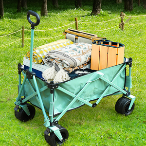 Chariot de camping pliable moderne et coloré avec siège inclinable, chariot de jardinage et de courses à quatre roues, chariot de transport extérieur pliable - Product Image 3