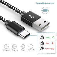 Kabel Data Transfer Pengisian Cepat 5V 3A USB 2.0 Tipe C 3ft 6ft Nylon Braided Berkualitas Tinggi dari Produsen untuk Ponsel