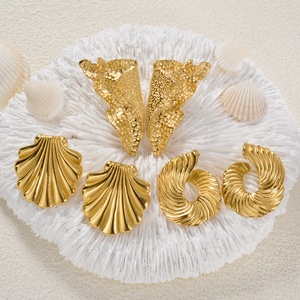 Joyería de Moda, Aretes de Aro Geométricos Modernos, de Acero Inoxidable, Resistentes al Agua, Chapados en Oro de 18k, Unisex, para Aniversario, Certificados por GDTC - Product Image 1