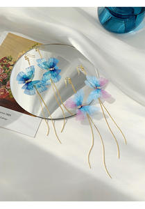 ต่างหูห้อยรูปดอกไม้สไตล์วินเทจสำหรับผู้หญิง ปี 2026 ทำจากโลหะผสมสังกะสี ชุบทอง 14K เหมาะสำหรับงานปาร์ตี้ - Product Image 3