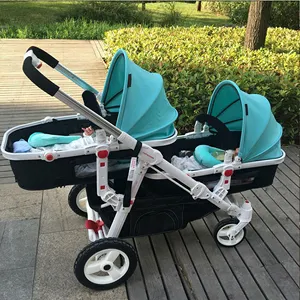 Dubbele Zitplaatsen Twin Kinderwagen Baby Aluminiumlegering Luxe Twin Pop Kinderwagen Pasgeboren Kinderwagen