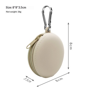 Étui en silicone pour écouteurs, porte-monnaie, étui à clés suspendu pour extérieur, organisateur de câbles de données, mini sac avec fermeture éclair, couleur unie - Product Image 5