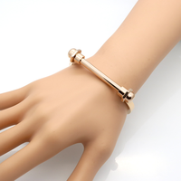 Bracelet femme en acier inoxydable, fermoir à vis, en forme de léopard, fer à cheval, or Rose