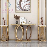 Nouveau Offre Spéciale De Luxe En Gros D'or En Acier Inoxydable Marbre Top Console Table CT019