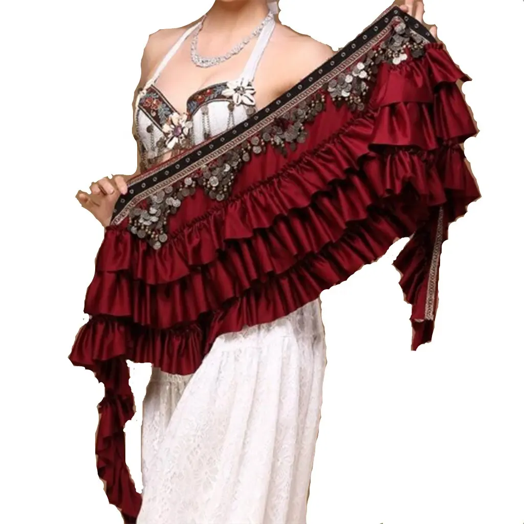 Nayaking phụ nữ múa bụng eo chuỗi Retro satin đồng xu hip khăn quàng cổ eo dài thắt lưng Bộ lạc mới