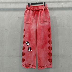Streetwear de haute qualité Pantalons décontractés de créateur Pantalons de survêtement à jambes larges délavés à l'acide Pantalons baggy en coton surdimensionnés pour hommes - Product Image 1
