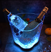 Seau à glace en plastique PS LED en gros, logo personnalisé, meilleure qualité, refroidisseur portable pour vin et bière, idéal pour les soirées, les clubs et les bars