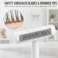 Brosse de toilettage autonettoyante en acier inoxydable et PP pour poils de chats et de chiens
