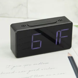 EMAF clock suppliers minimalist small digital LED table alarm clock time day temperature snooze alarm led mirror clock